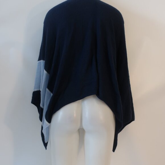 Women J. McLaughlin Navy Blue Light Blue Pure Cashmere Colorblock Shawl Wrap OS - Picture 11 of 12